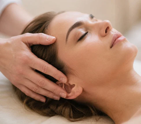Relaxing craniosacral therapy helping restore body balance and reduce pain patterns